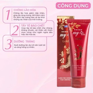 Sữa Rửa Mặt Sâm My Gold Red Ginseng Foam Cleanser 130ml - Dưỡng Ẩm, Sáng Da