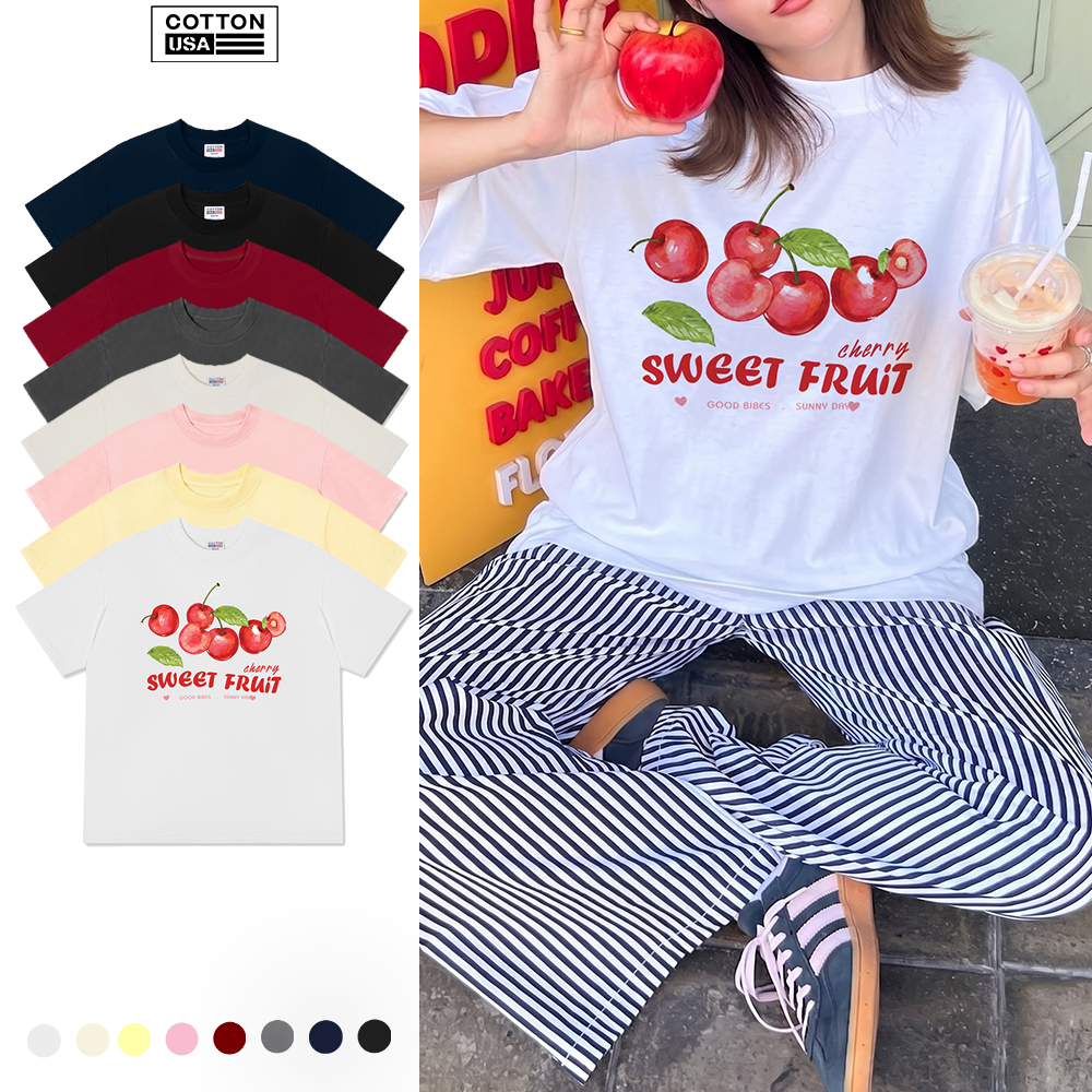 Áo Thun Relaxed Fit CottonUSA Vietnam "Tropical Cherry Sweet Fruit" - PT0112PT