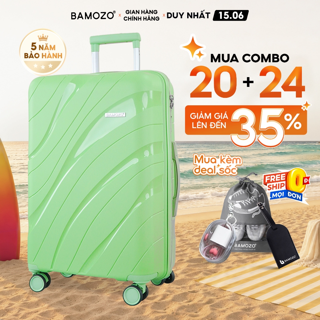 Vali khóa kéo du lịch size 28 Bamozo nhựa PP chống vỡ, chống rạch hai lớp_Nancy