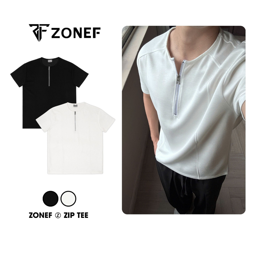 Áo Thun Cleanfit Cổ Zip Tôn Dáng By ZONEF STUDIO, Áo Thun Nam Nữ Mềm Mịn Co Giãn Phong Cách Trẻ Trun