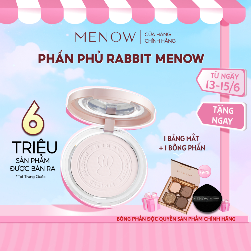 Phấn phủ nén làm đều màu da MENOW Rabbit Compact Powder 8.5gr