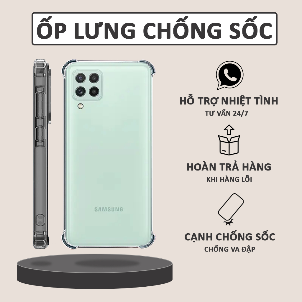 Ốp lưng cho Samsung Galaxy A22 4G / A22 5G / M22 4G/ M32 chống sốc trong suốt, ốp lưng giá rẻ