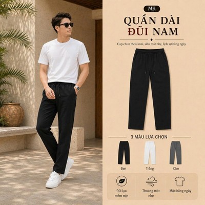 Quần Dài Đũi Nam MK CLEVER Chất liệu đũi lụa siêu mát, nhẹ, lịch sự, cạp chun thoải mái, form chuẩn