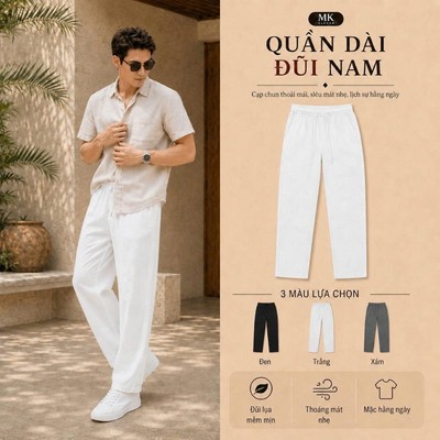 Quần Đũi Dài Nam MK CLEVER Chất liệu đũi lụa siêu mát, sang trọng, lịch sự, lưng thun thoải mái