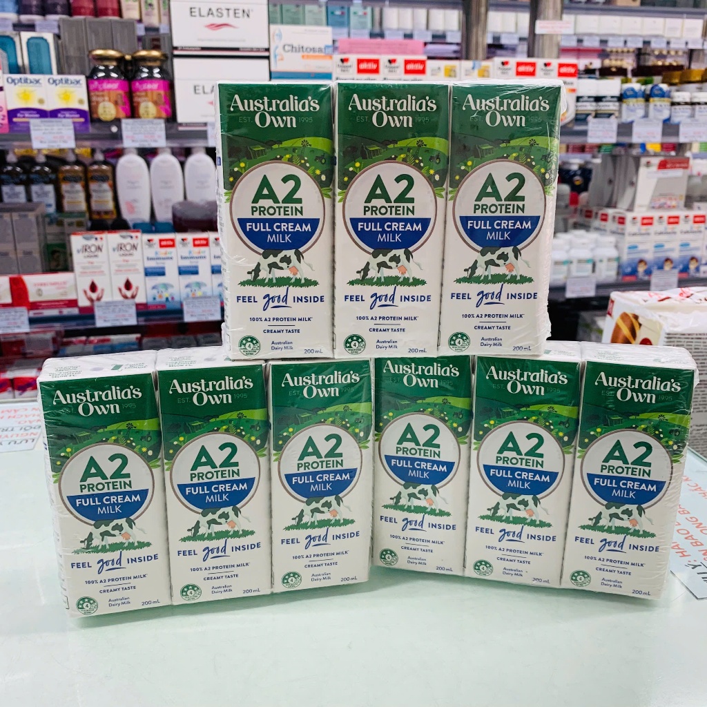 LOG 3 HỘP Sữa tươi Australia's Own A2 200ml - nguyên kem (Úc)