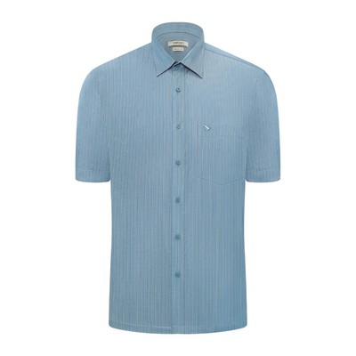 Áo sơ mi ngắn tay vạt ngang VIETTIEN SMART CASUAL vải Hoa hồng form REGULAR VT00000667