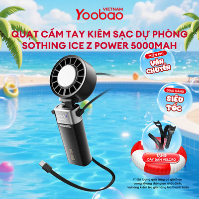 Quạt Cầm Tay Kiêm Sạc Dự Phòng Sothing/Yoobao Ice Z Power 5000mAh | Công suất sạc 10W | Chính hãng - Bảo Hành 12 Tháng