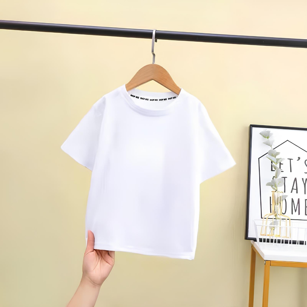 Áo phông trắng trơn thời trang trẻ em BEESHOP