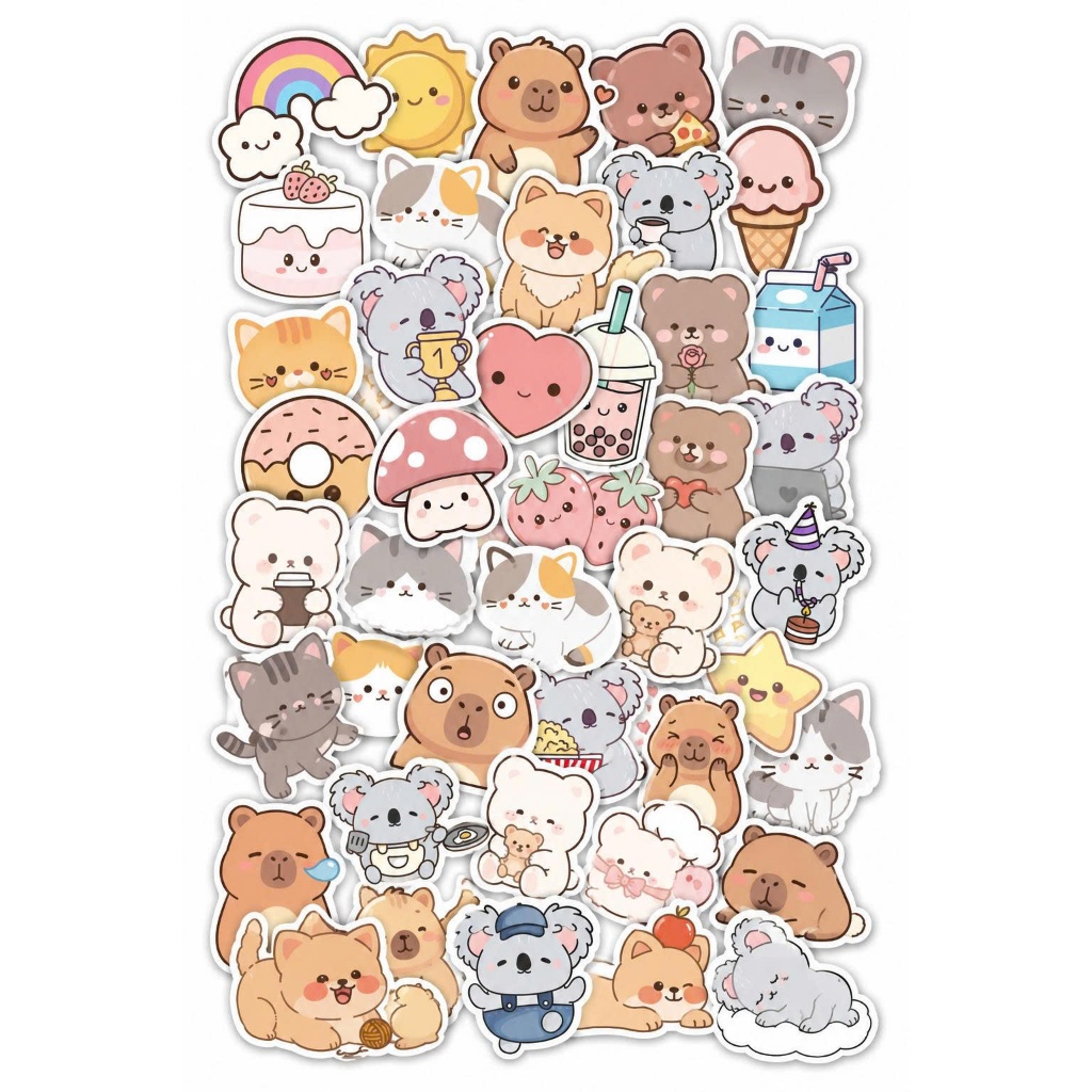 50 miếng sticker Kawaii nhiều hình dáng