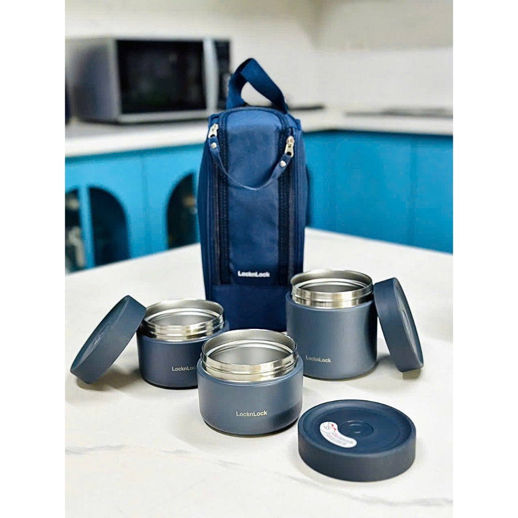 Bộ hộp cơm giữ nhiệt LocknLock LHC8052S01 (300ml*2, 500ml*1, bộ đũa và thìa, túi)