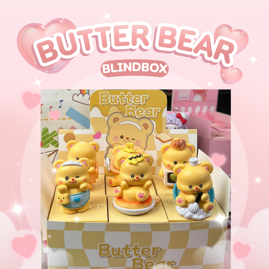 (Butter Bear) Blindbox hộp mù nhân vật hoạt hình gấu bơ Butter Bear decor trang trí