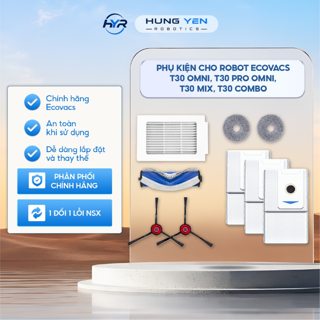 Phụ kiện cho Robot Ecovacs T30 OMNI, T30 PRO OMNI, T30 Mix, T30 Combo - Chính hãng