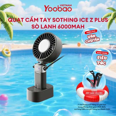 Quạt Cầm Tay Sothing/Yoobao Ice Z Plus Sò Lạnh 6000mAh | Thời gian sử dụng lên đến 12h | Chính hãng - Bảo Hành 12T