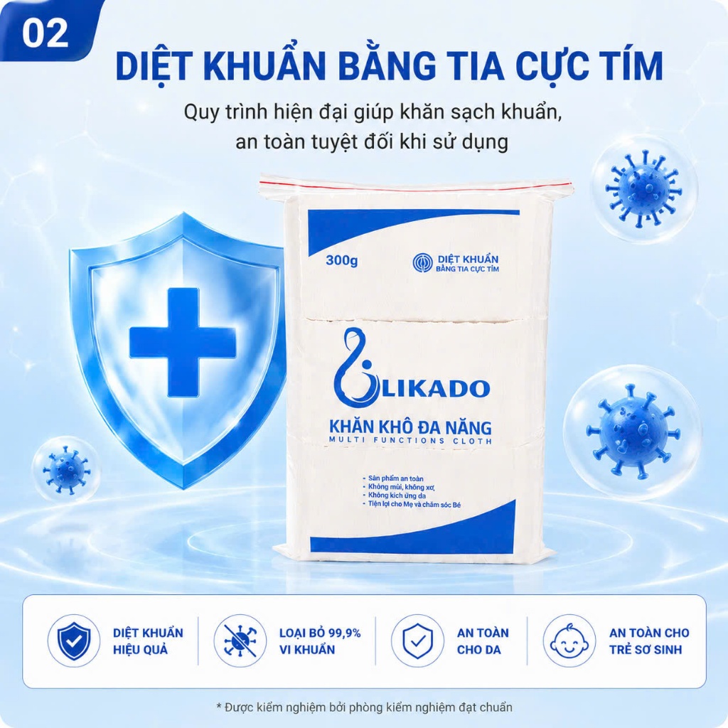 Khăn khô đa năng cho bé Likado 300g ( COMBO 5 GÓI ) khăn giấy khô đa năng thay thế khăn ướt xanhkid