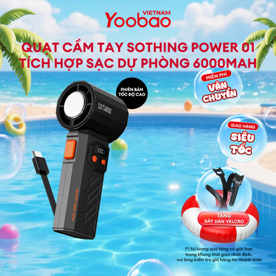 Quạt cầm tay tốc độ cao Sothing Power 01 tích hợp sạc dự phòng | Pin 6000 mAh | Bảo hành 12 tháng