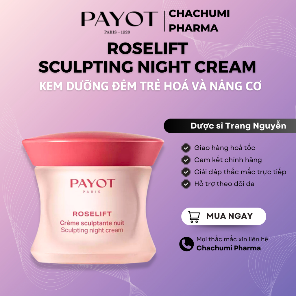 Kem đêm PAYOT Roselift Collagène Sculpting Night Cream phục hồi săn chắc da 50ml