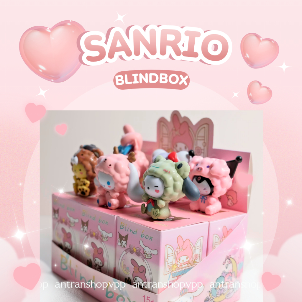 (Sanrio) Blindbox hộp mù bất ngờ set 6 nhân vật Sanrito Kuromi, Melody, Kitty, Melody, Pompompurin .