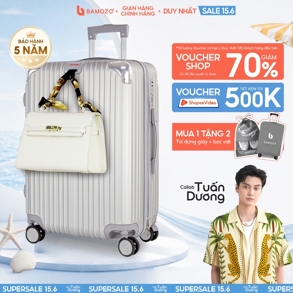 Vali Kéo Du Lịch 8809 Size 20/24 Bamozo Vali Xách Tay Nhựa Cao Cấp Bịt Góc Kim Loại Chống Bể Vỡ Bảo 
