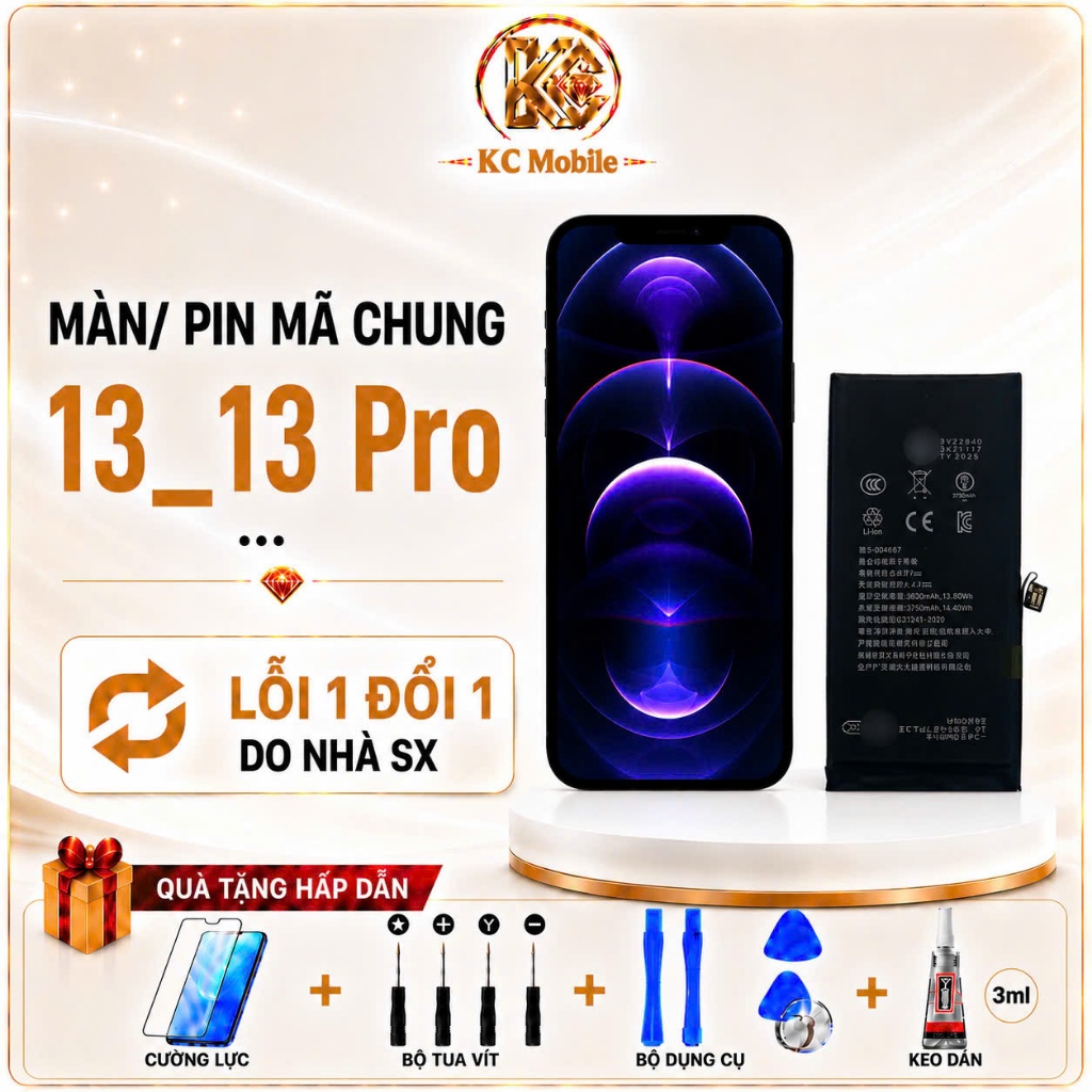 Màn Hình 13 / 13 Pro / 13 Pro Max Full Cảm Ứng | Pin Chuẩn, Pin Cao, Phôi Pin Sang Cáp