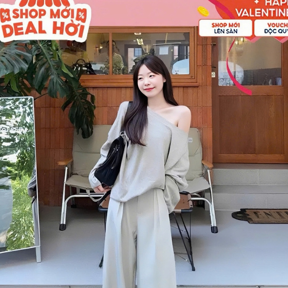Áo lệch vai dài tay, Áo thun dài tay lệch vai chất thun tăm thỏ mềm mại Nữ Women  - Suxing - S104