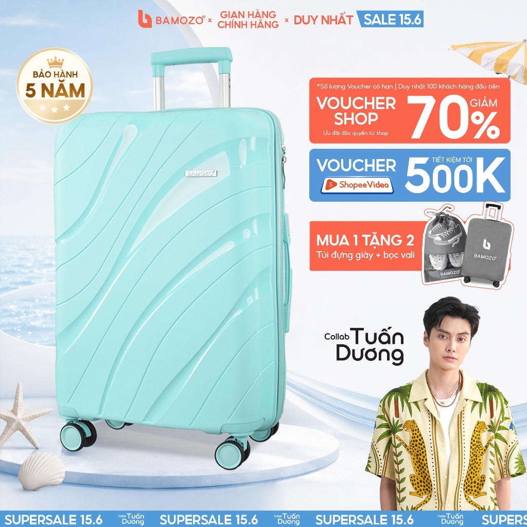 Vali Du Lịch Nancy Bamozo size 28 Chất Liệu Nhựa PP Chống Vỡ Tuyệt Đối, Vali Kéo Xách Bền Đẹp - Bảo 