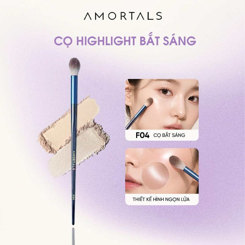 Cọ Highlight, Bắt Sáng AMORTALS Đánh Các Vùng Cần Bắt Sáng, Hightlight Mỏng Nhẹ, Không Bị Vệt F04