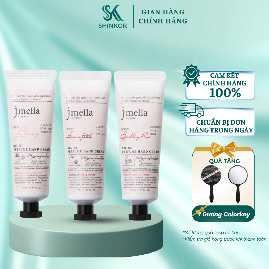 Kem dưỡng da tay JMELLA dưỡng ẩm da day hương nước hoa Pháp 50mml