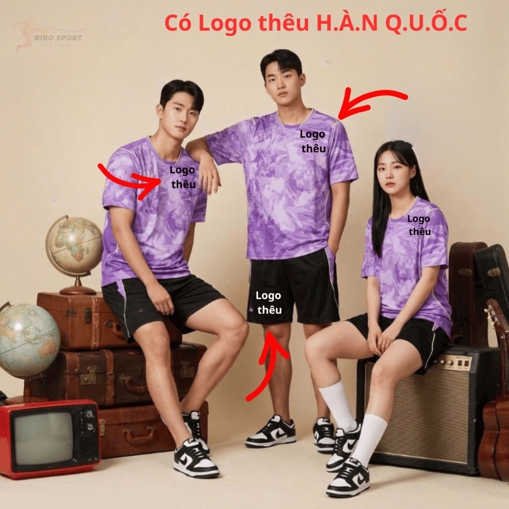 Quần Áo Bóng Đá Hàn Quốc Tím - Vải Mè HP – In Tên Số Theo Yêu Cầu BIBO SPORT