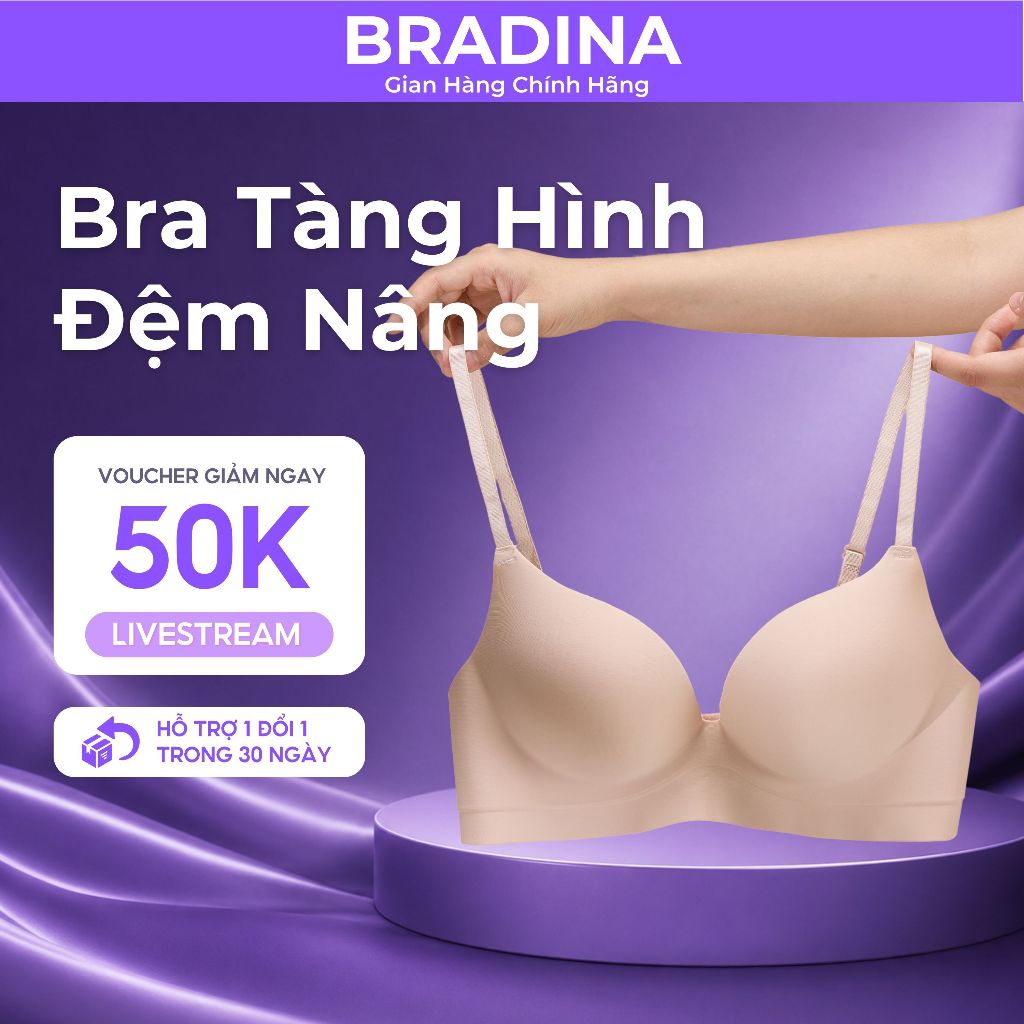 [KOL] Áo Ngực Áo Lót Nữ Mặc Áo Dài Bradina Su Đúc Mút Đệm Vừa Thoáng Khí Nâng Ngực Nhẹ Bảng Lưng Cao