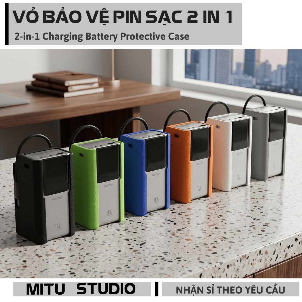 Ốp Bảo Vệ Cuktech 10 Mini PB1055 + AD652S 65W 2in1 | Chống Trầy, Chống Va Đập, Có Khe Cắm Cáp - Giá 