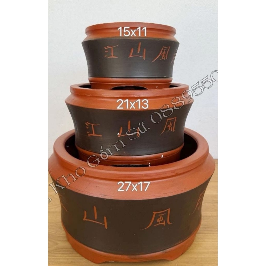 01 chậu tròn gốm chữ Tàu