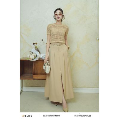 Áo mongtoghi nude dệt ô thiết kế Elise mã sản phẩm ES2602089TNKFNU