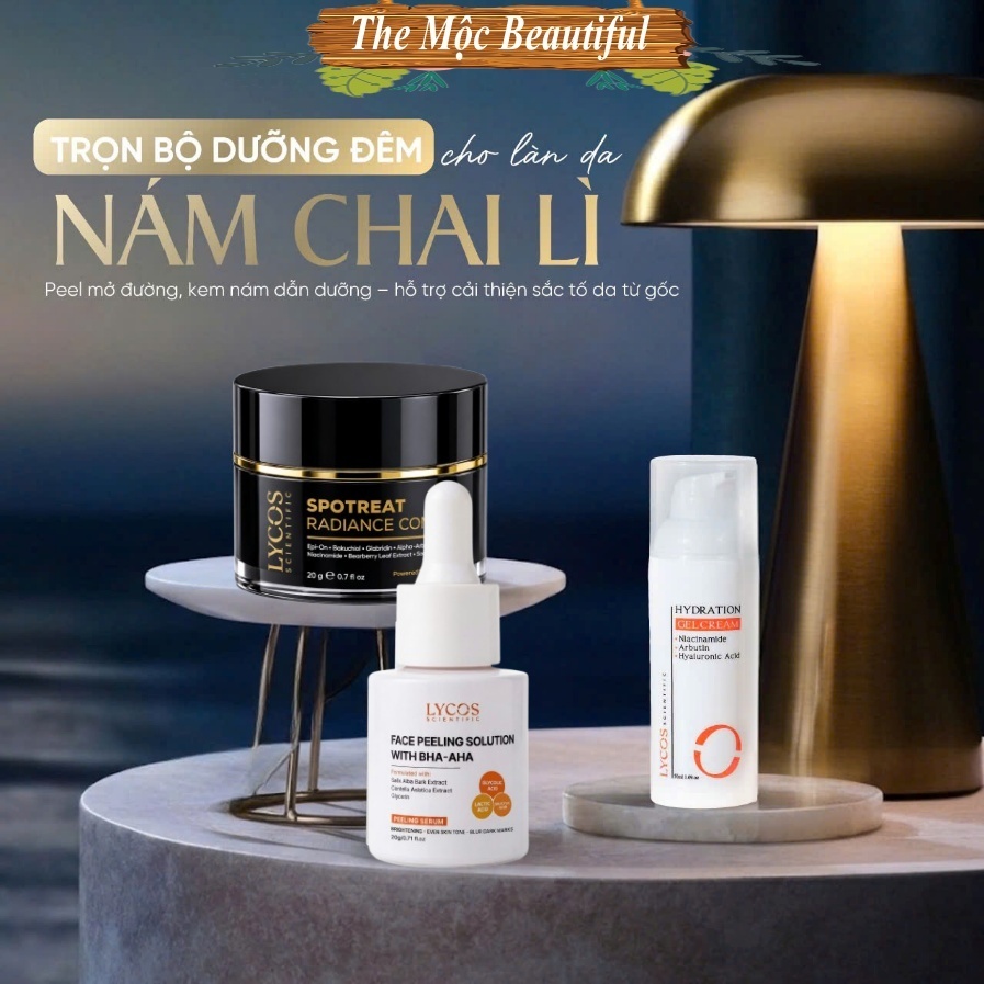 [Mờ nám + Phục hồi ban đêm] Combo 3 Lycos: Tinh chất Peel Da + Kem Nám Đêm + Gel Dưỡng Ẩm Lycos