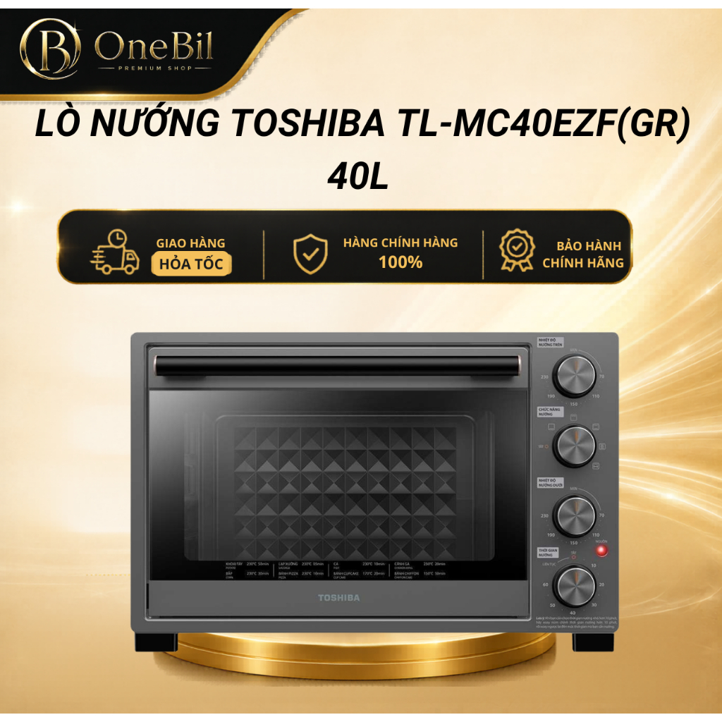 Lò nướng Toshiba TL-MC40EZF(GR) 40L | 6 chế độ nướng, Công nghệ làm nóng chân không - BH 12 Tháng