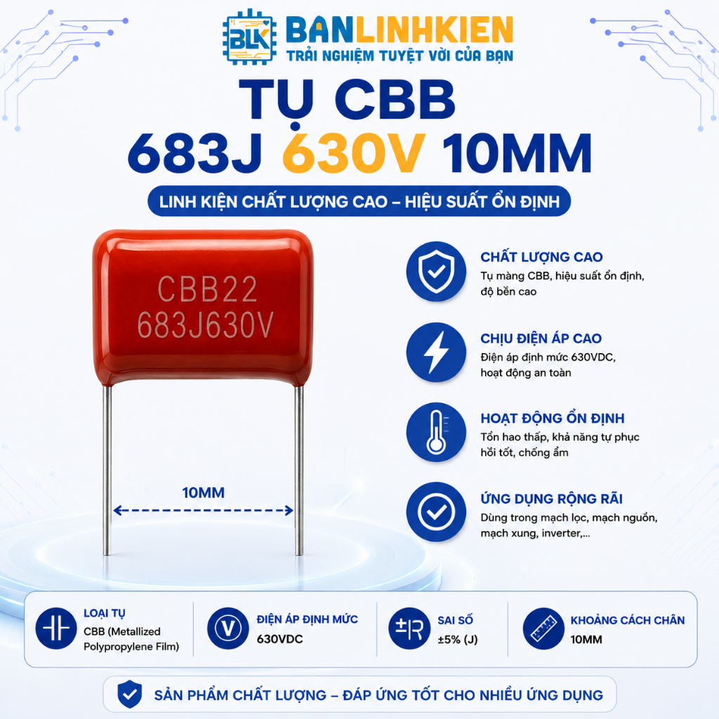 Combo 5 Chiếc Tụ CBB 105J  CBB 224 CBB 225  BANLINHKIEN