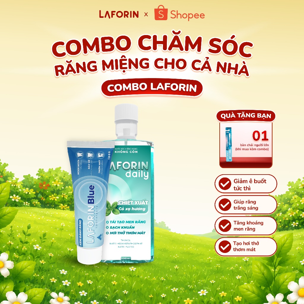 Combo NSM Laforin Daily + KĐR Laforin Blue Giúp Giảm Ê Buốt, Hơi Thở Thơm Mát Và Bảo Vệ Men Răng