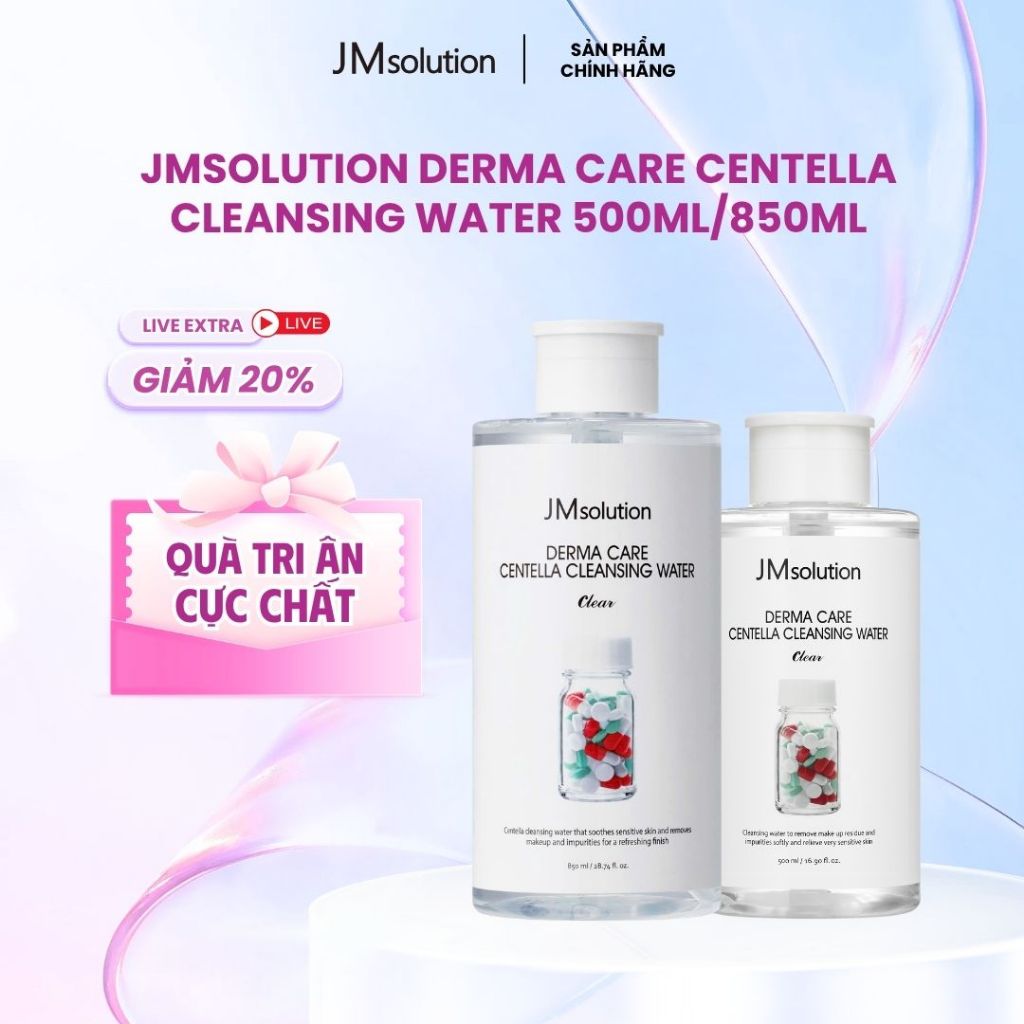 [500ml/850ml] Nước Tẩy Trang JMSolution Derma Care Centella Giúp Làm Sạch Sâu Dịu Nhẹ, Hỗ Trợ Cấp Ẩm