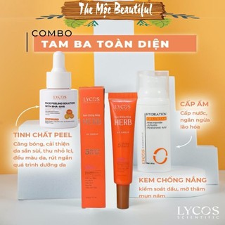 Combo TAM BA TOÀN DIỆN Lycos: Tinh Chất Peel Lycos – Gel Cấp Ẩm Lycos – Kem Chống Nắng LYCOS