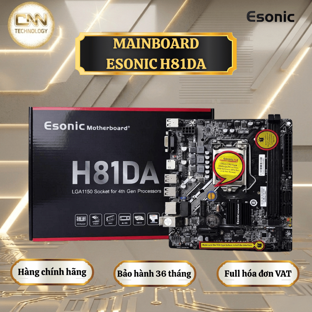 MAINBOARD ESONIC H81DA SOCKET 1150 DDR3 – HỖ TRỢ I3 I5 I7 GEN 4, HDMI VGA, GIÁ RẺ CHẠY ỔN ĐỊNH