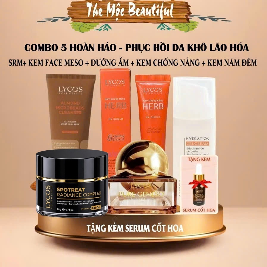 [Da Lão Hóa] Combo Lycos phục hồi chuyên sâu : SRM, Dưỡng Ẩm, Face Meso, Kem Nám, Kem chống nắng