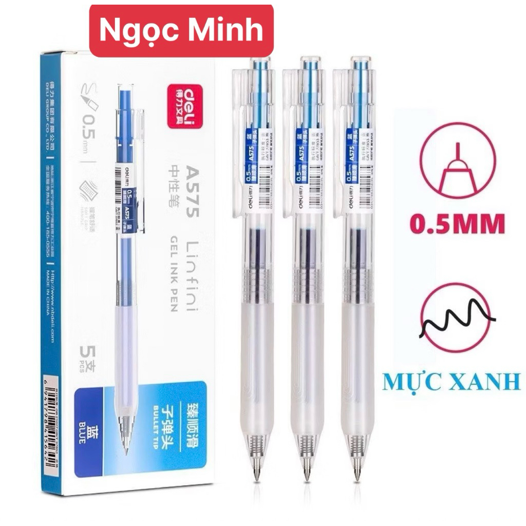 Combo 12/6/2 bút gel nước G575 Deli(shop có bán ruột EG97 thay)