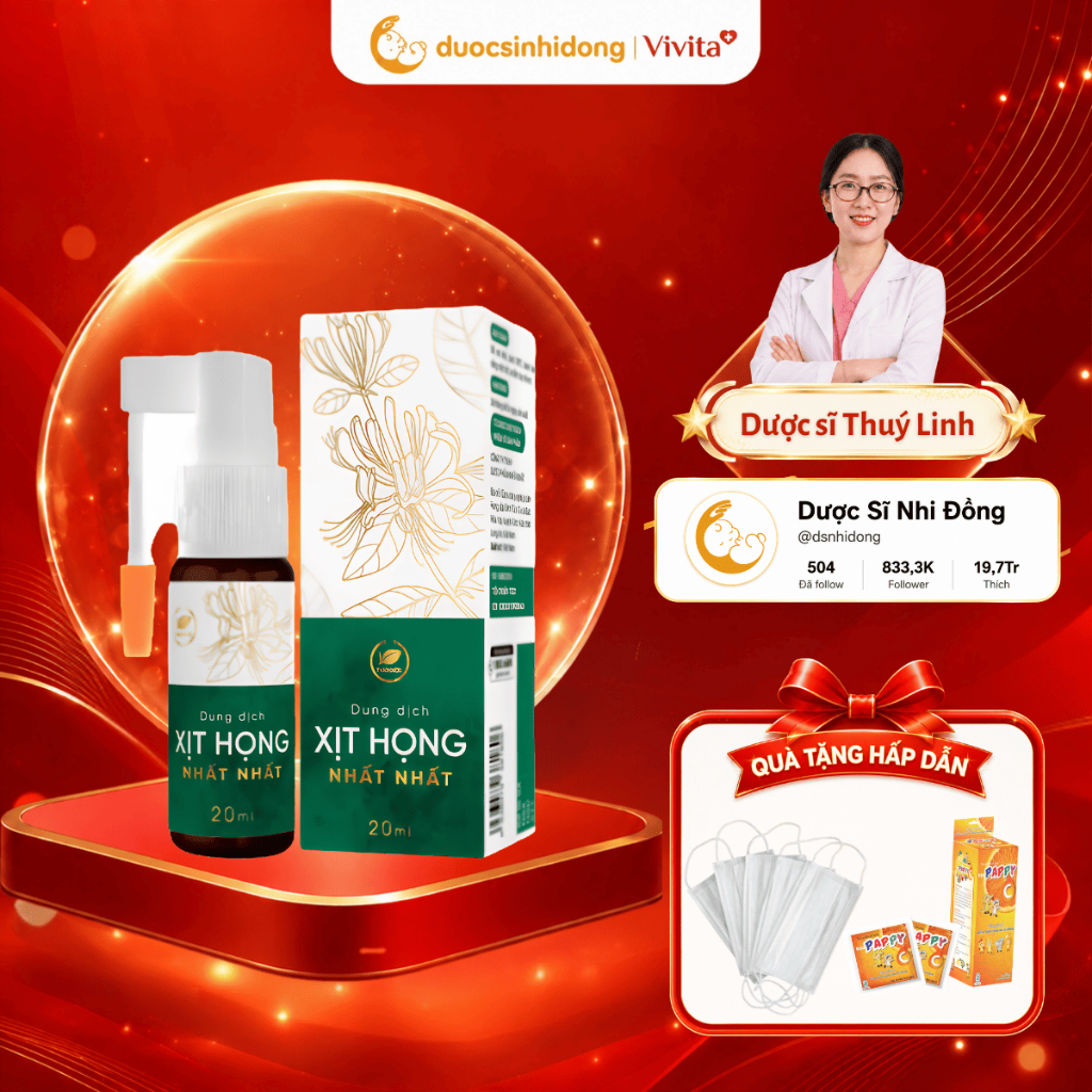 [Chính hãng]  Dung dịch Xịt Họng Nhất Nhất Người Lớn Và Em Bé (20ml)