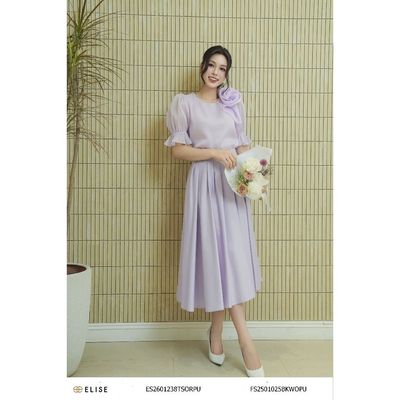Áo tơ tím hoa vai thiết kế Elise mã sản phẩm ES2601238TSORPU