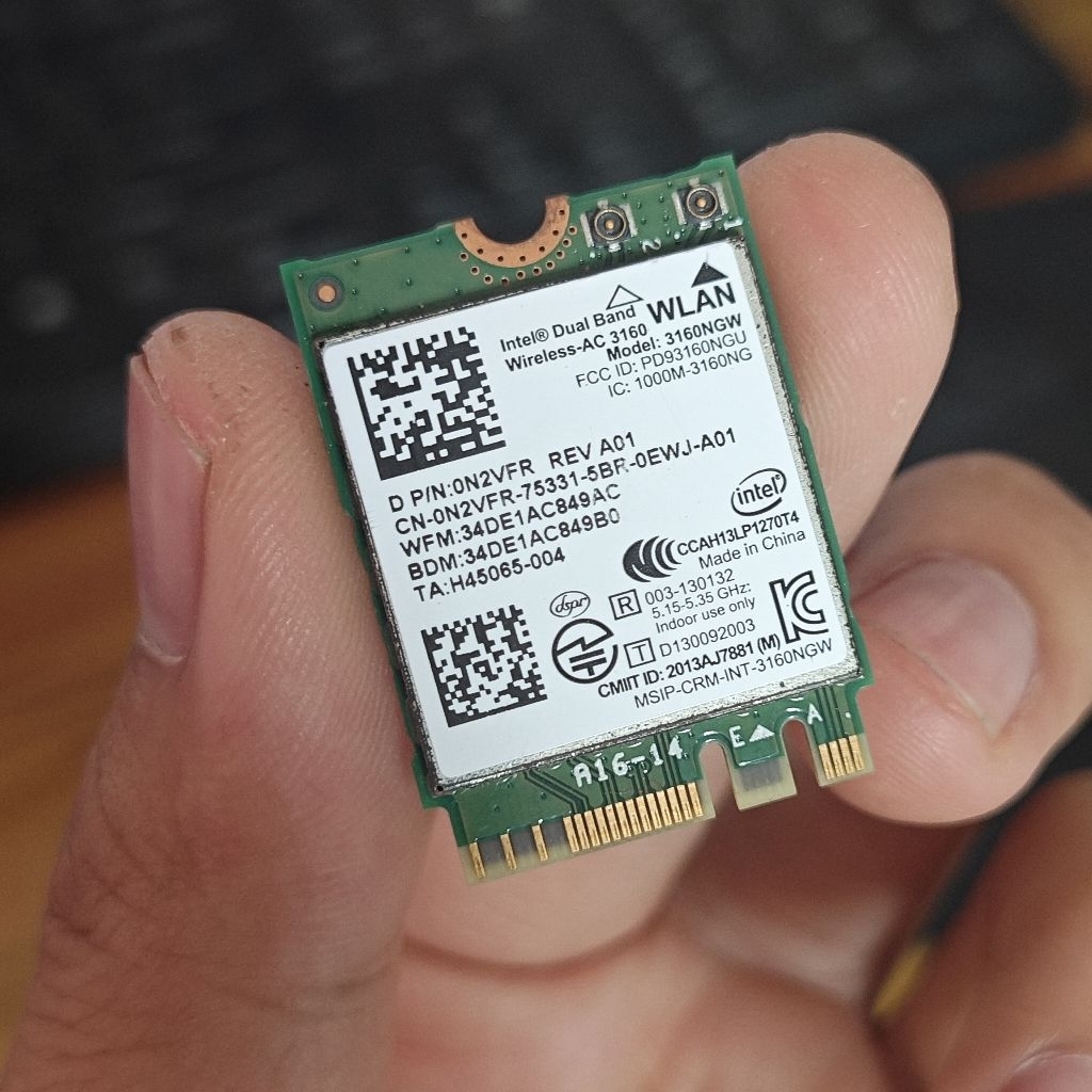 Card wifi Intel AC 3160NGW M.2 NGFF tháo máy laptop Dell