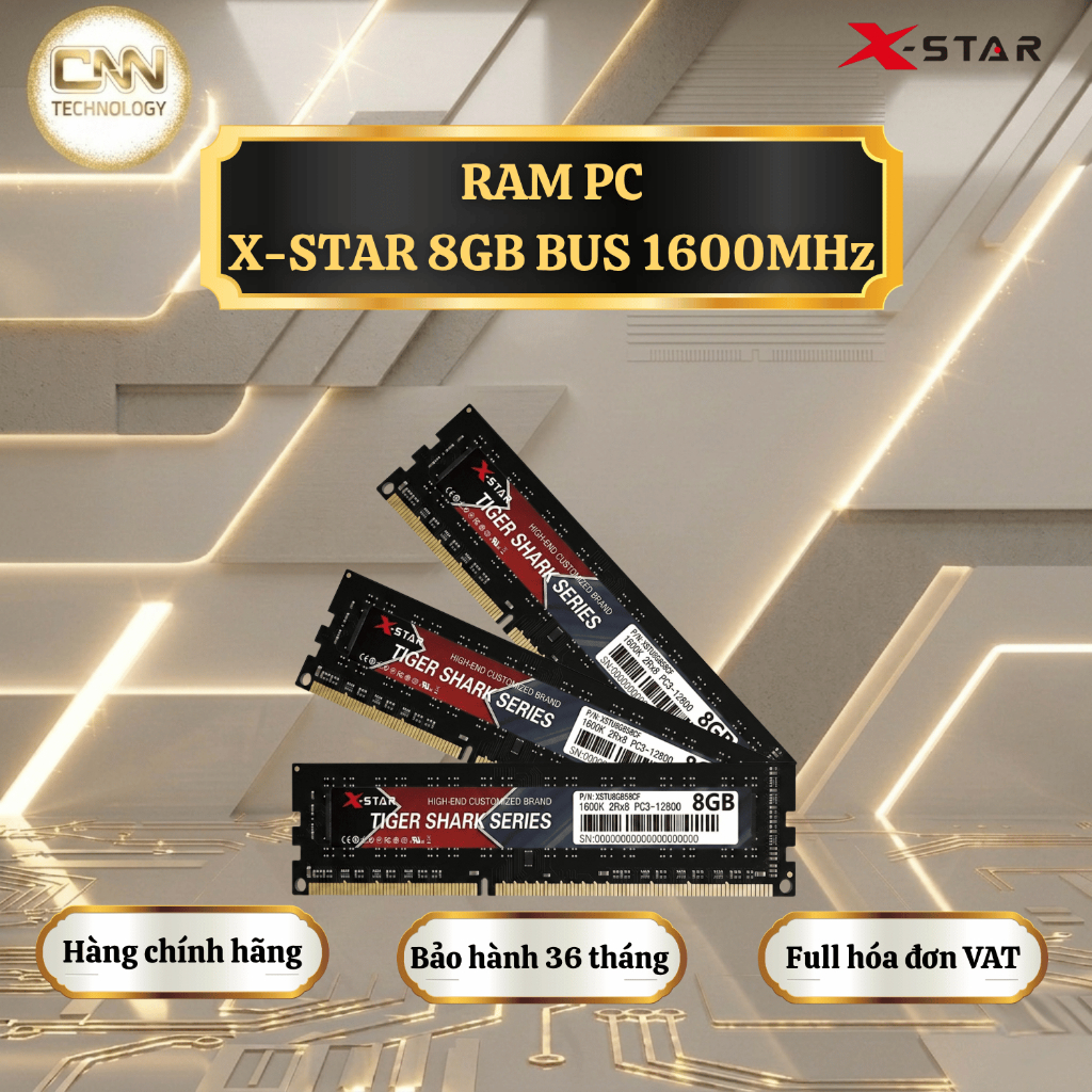 RAM Desktop Xstar 8GB DDR3 1600MHz PC3 12800, Nâng Cấp PC Ổn Định Bảo Hành 36 Tháng