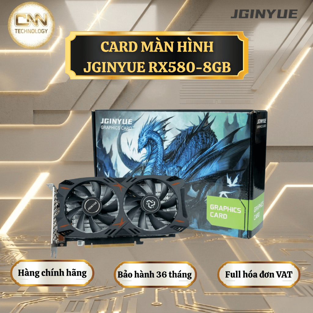 Card đồ họa VGA JGINYUE RX 580 8GD5, VGA Chính Hãng Bảo Hành 36 Tháng