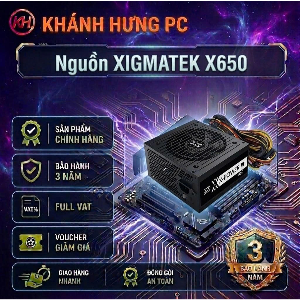 Nguồn Máy Tính Xigmatek X-POWER III X650 CHÍNH HÃNG FULL VAT