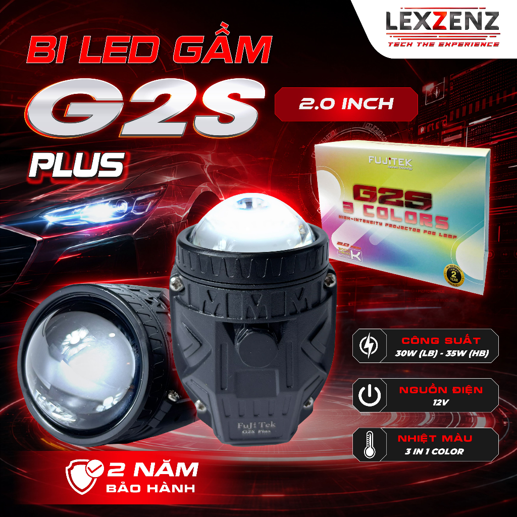 Bi gầm led Fujitek G2S Plus - 2.0 inch 3 chế độ pha cos, dành cho dòng xe có đèn nhỏ, BH 2 năm