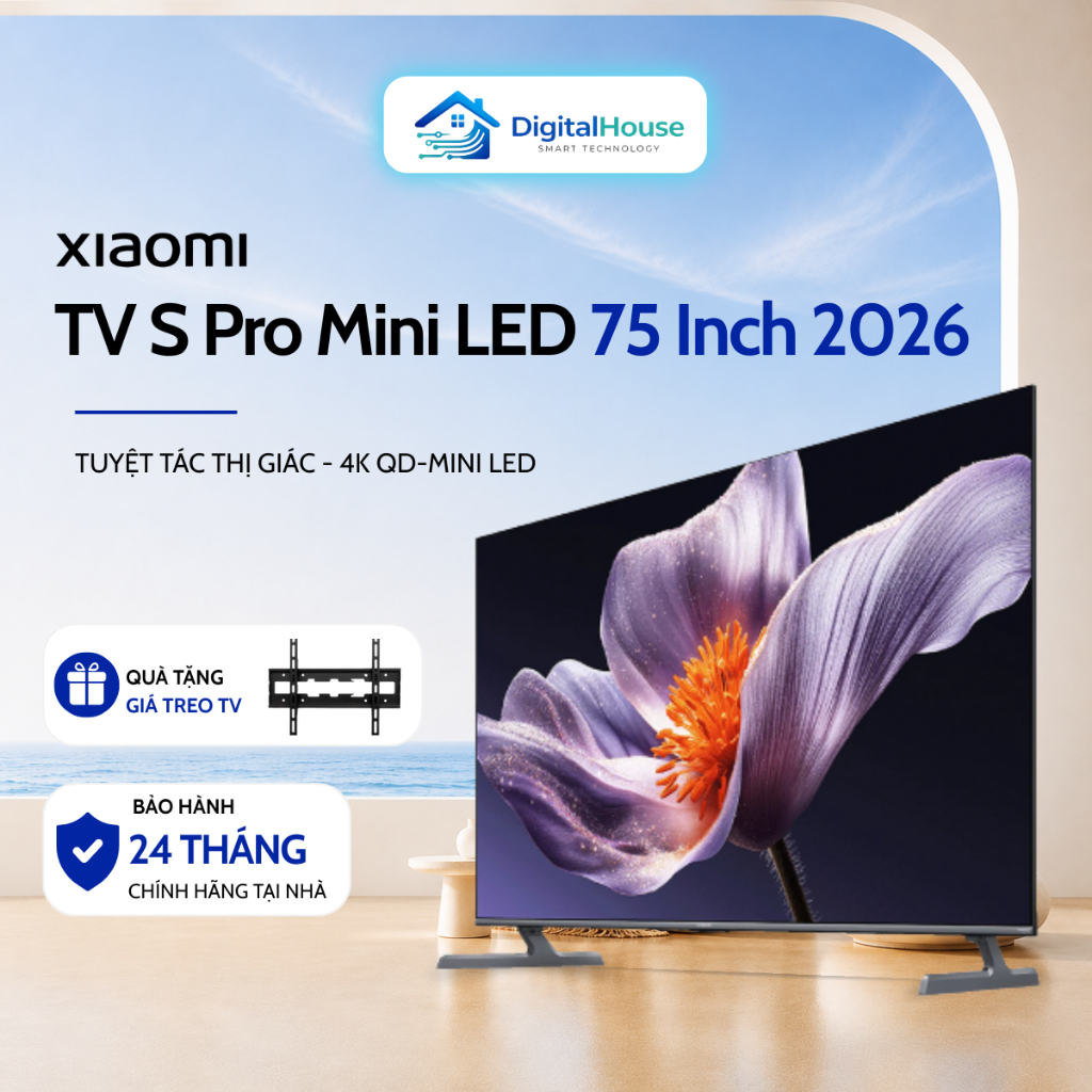 Smart Tivi Xiaomi S Pro Mini LED 75 Inch Google TV 4K 2026, Có Tiếng Việt - Bảo Hành 24 Tháng
