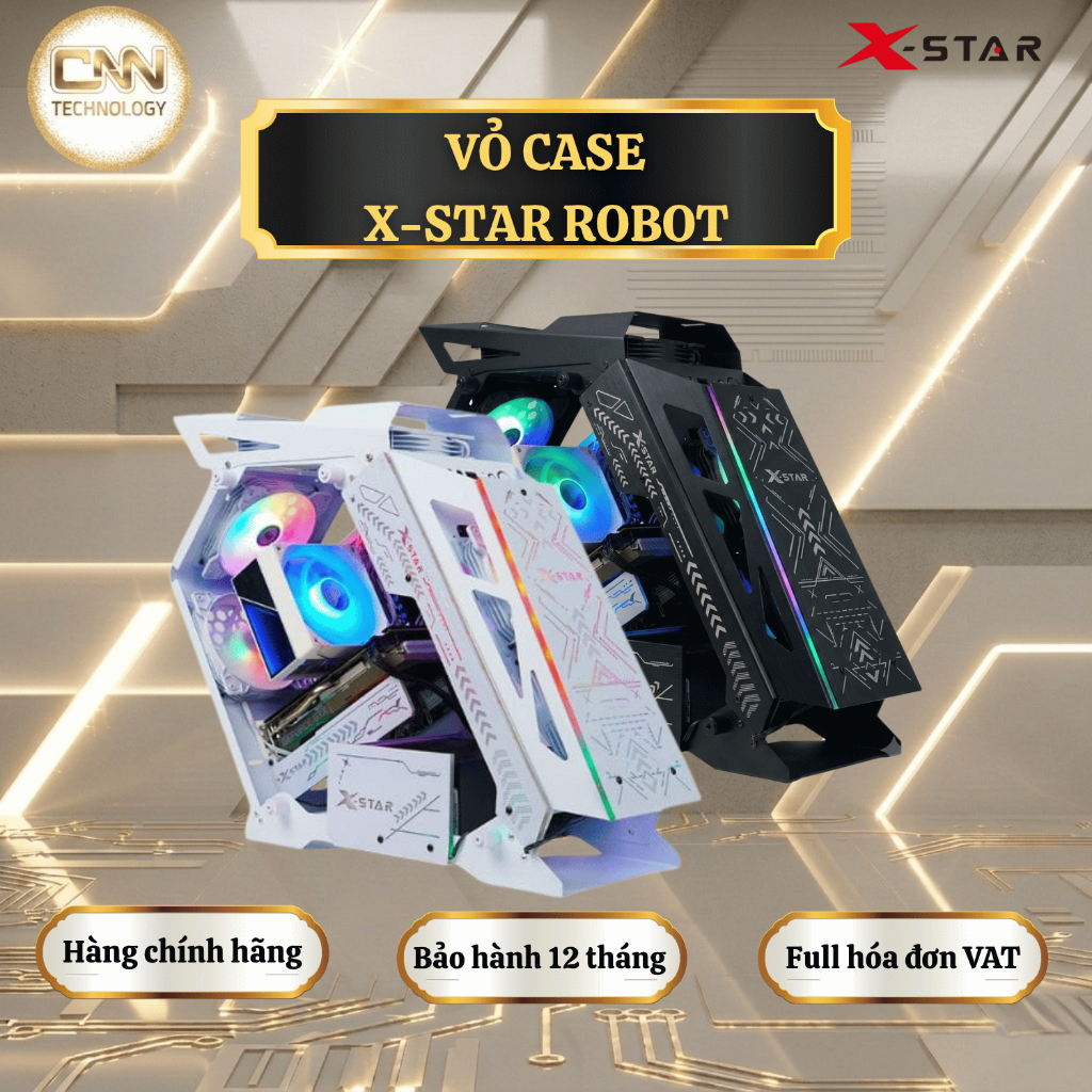 Vỏ case PC Robot Xstar  kèm kit 3 fan Hub đen, trắng.